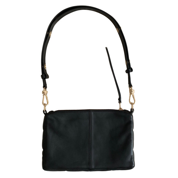 ALLSAINTS Eve Quilt Crossbody Bag Black Leather Adjustable Strap Gold Hdwr EUC - Picture 2 of 12